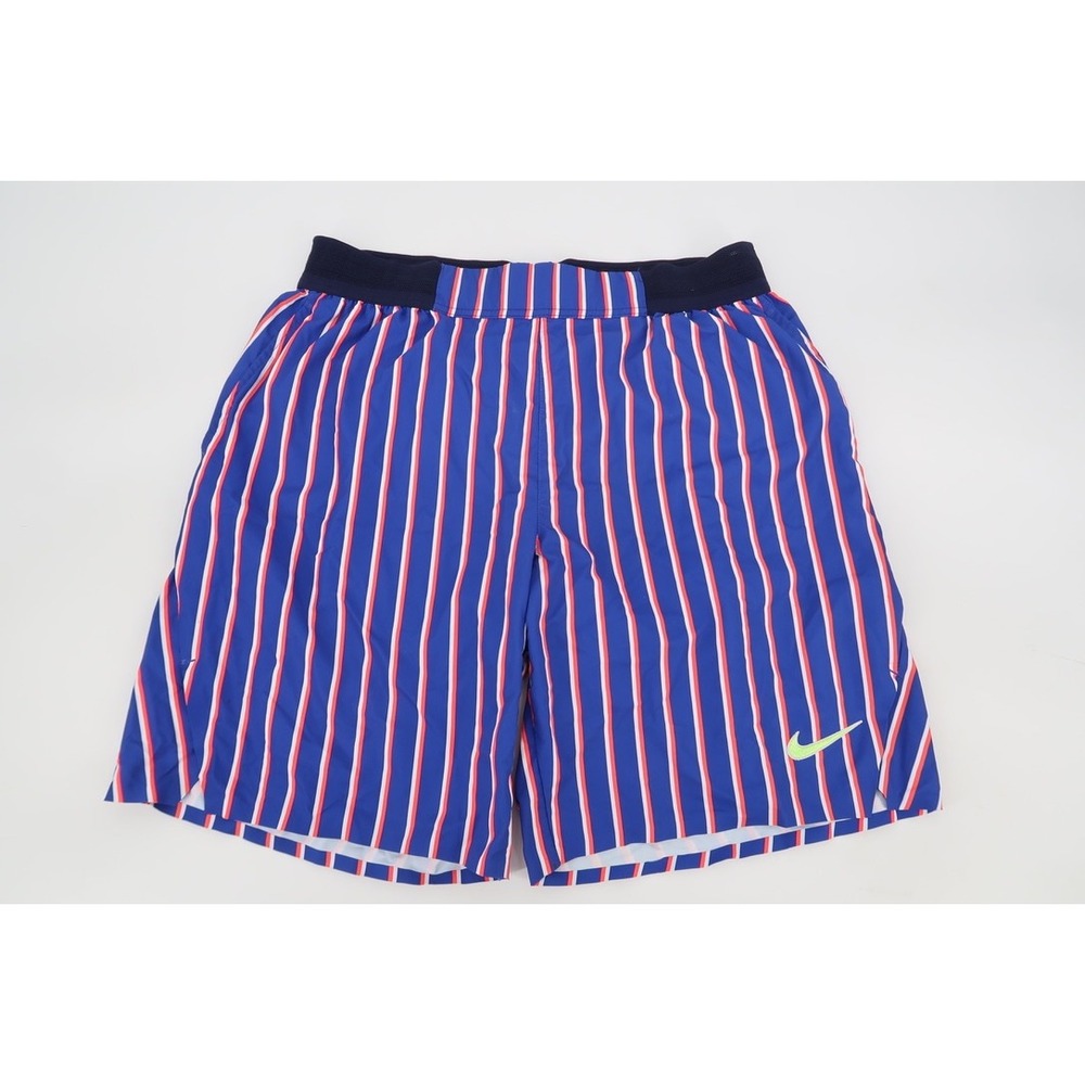 Nike Court Slam Dri-Fit Tennis Shorts Mens Large Blue Red Striped CI9166-510